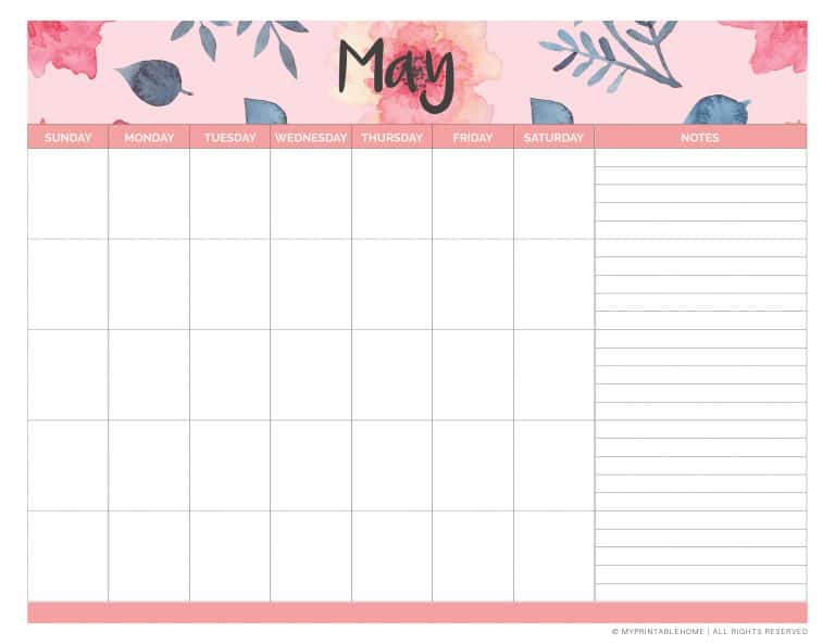 FREE Printable Monthly Planner Calendar (Undated) - My Printable Home