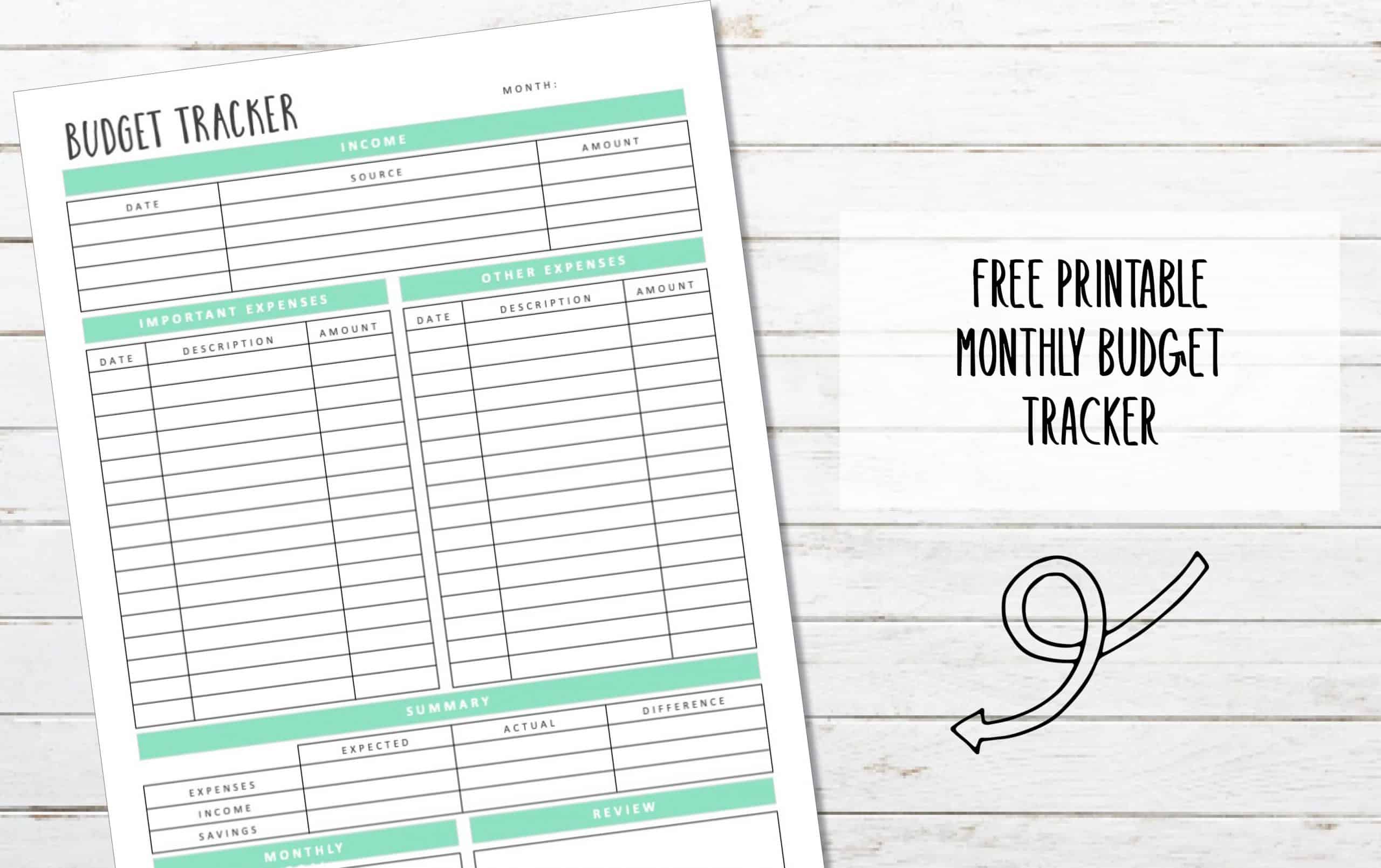 Monthly Budget Tracker My Printable Home