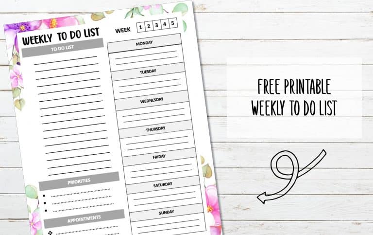 FREE Printable Weekly To Do List