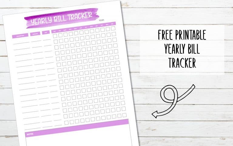 FREE Printable Yearly Bill Tracker