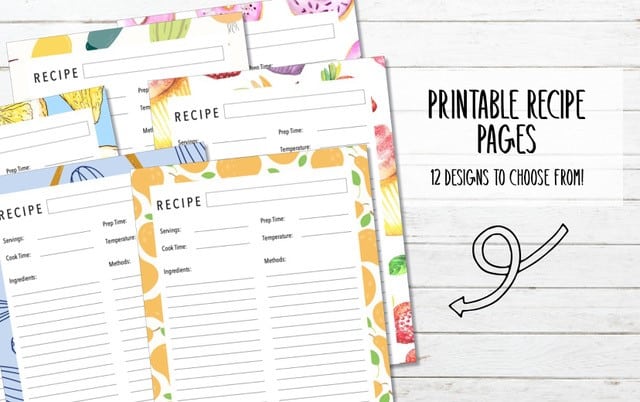 12 Printable Recipe Planner Pages