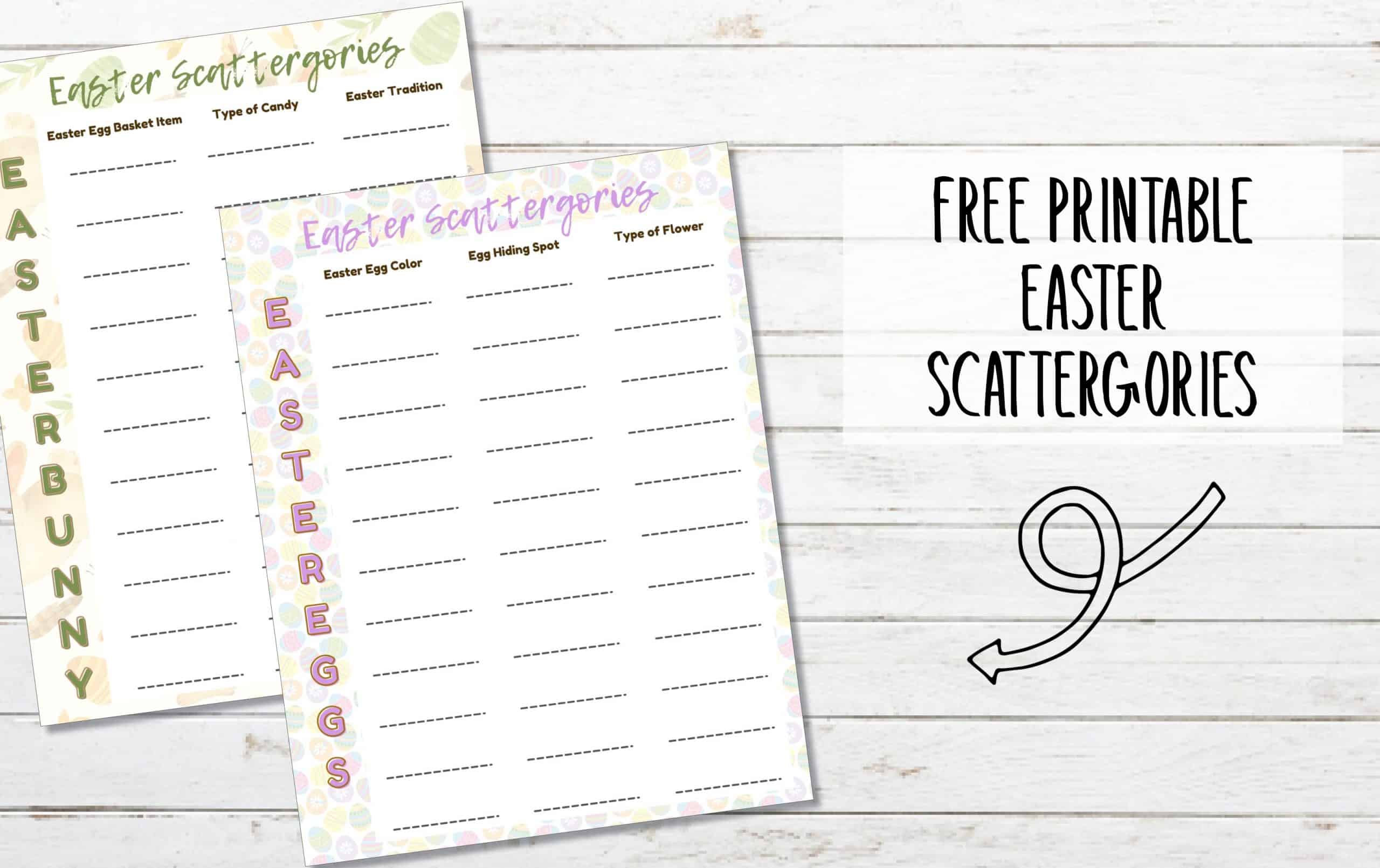 FREE Printable Easter Scattergories Game
