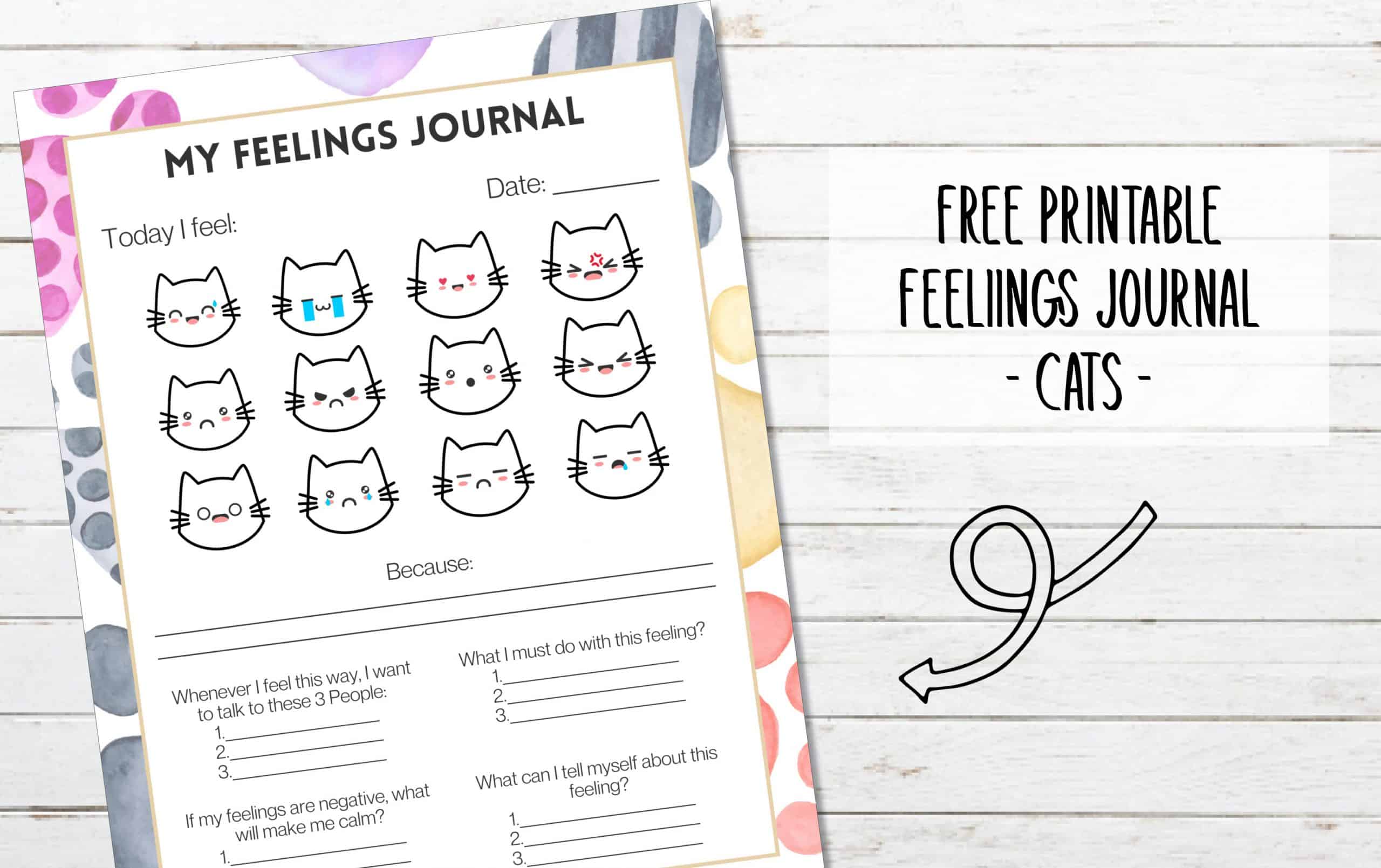 FREE Printable My Feelings Journal {Cute Cats}