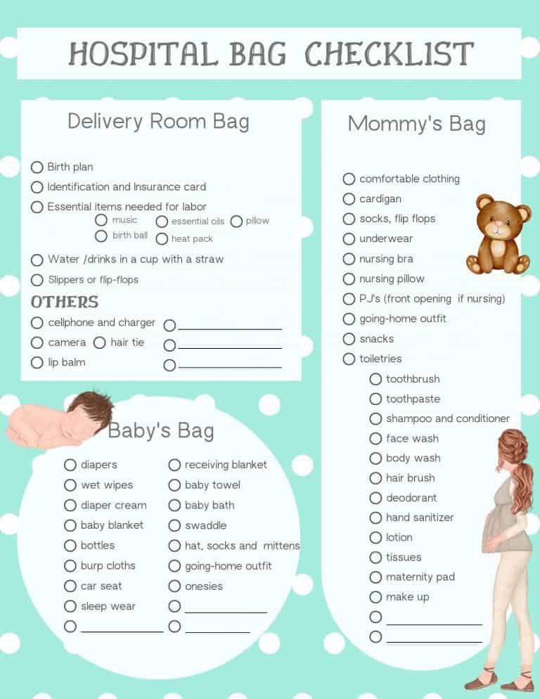 4 FREE Printable Hospital Bag Checklists - My Printable Home