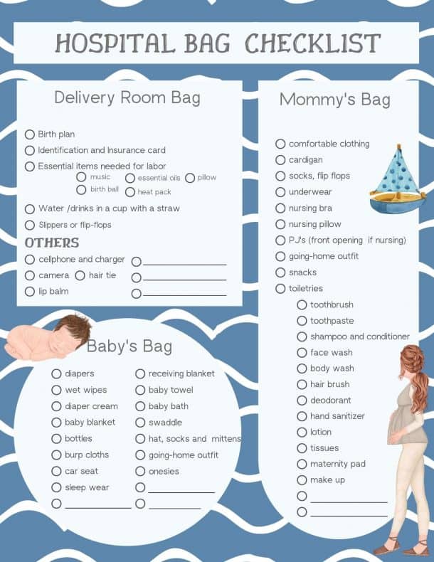 4 FREE Printable Hospital Bag Checklists My Printable Home