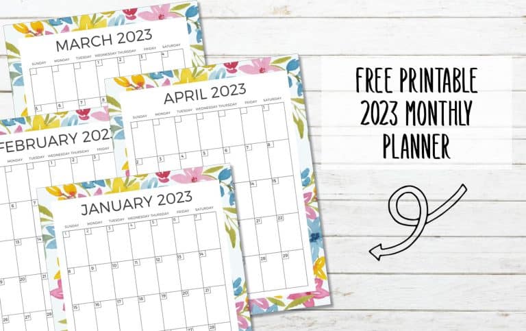 Printable 2023 Monthly Planner (Floral)