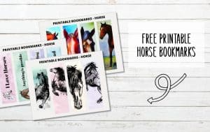 main image of Printable Horse Bookmarks with white wooden background