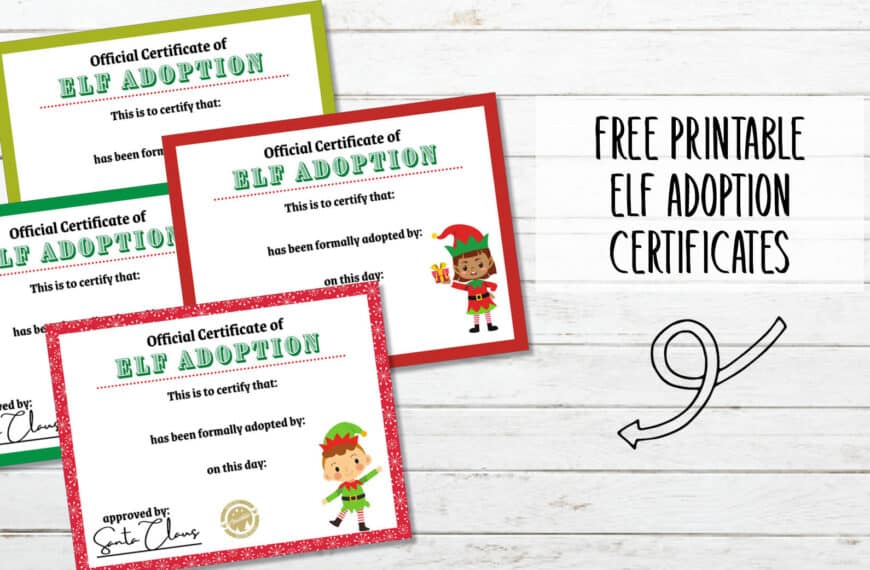 Printable Elf Adoption Certificate