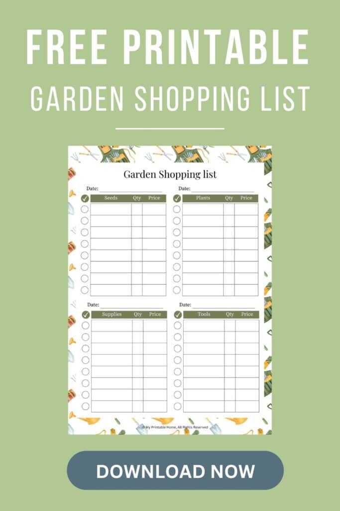 FREE Printable Garden Shopping List