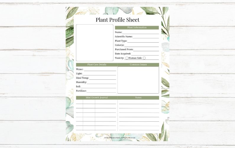 FREE Printable Plant Profile Sheet