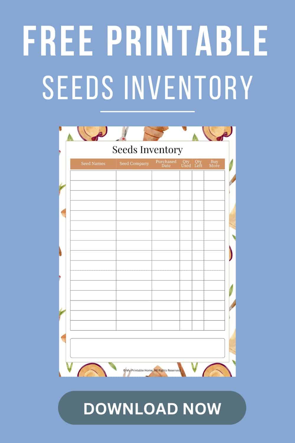 FREE Printable Garden Seeds Inventory - My Printable Home