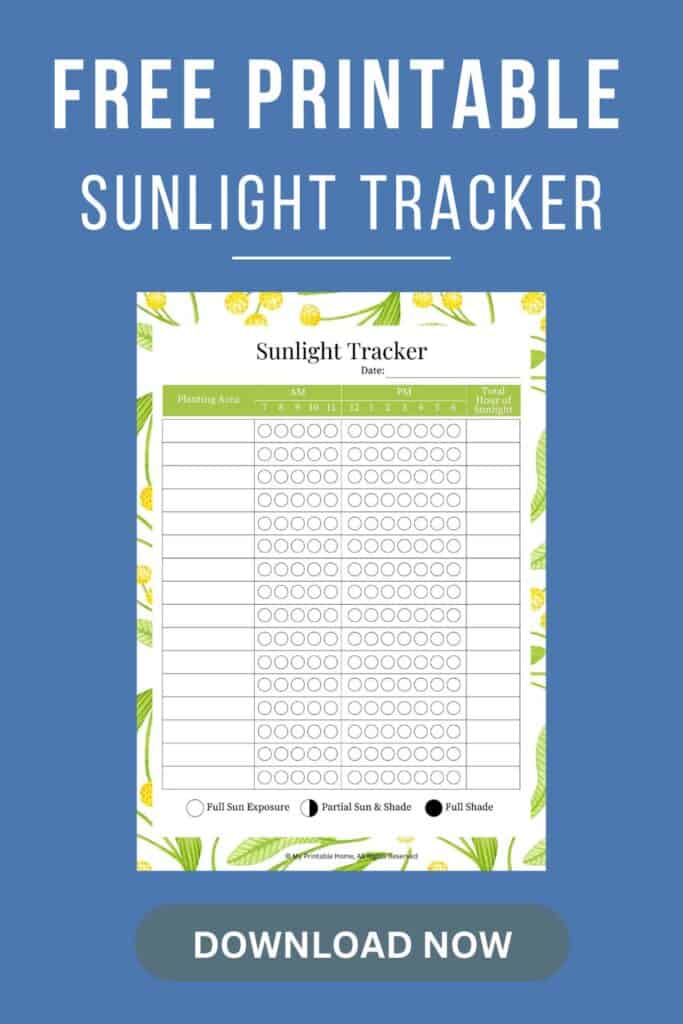 FREE Printable Garden Sunlight Tracker 