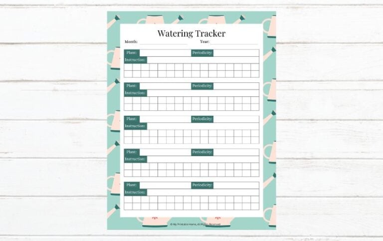FREE Printable Garden Watering Tracker