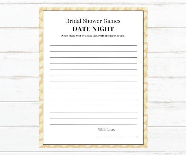 FREE Printable Bridal Shower Games – Date Night