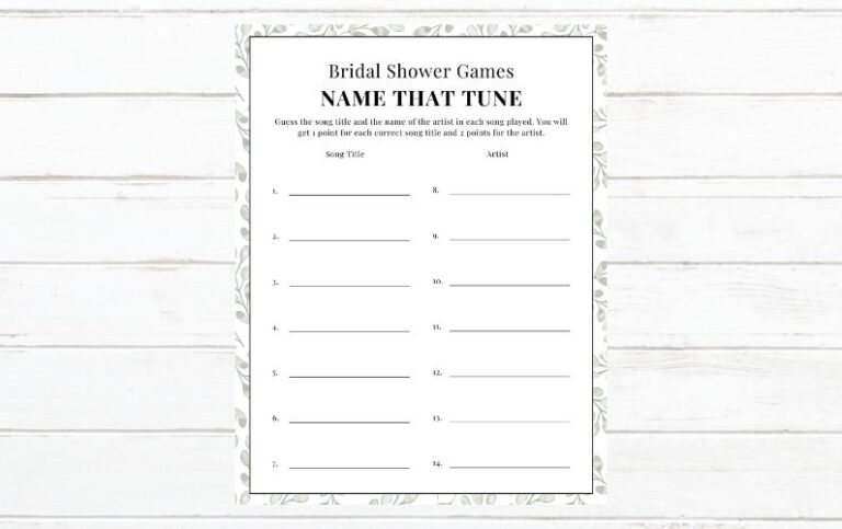 FREE Printable Bridal Shower Games – Name That Tune