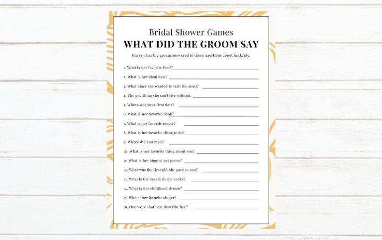 FREE Printable Bridal Shower Games – What Did the Groom Say?
