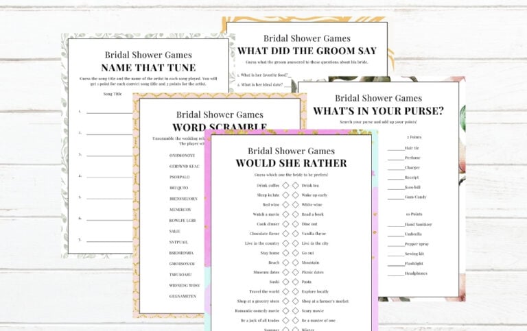 13 Free Bridal Shower Games Printables