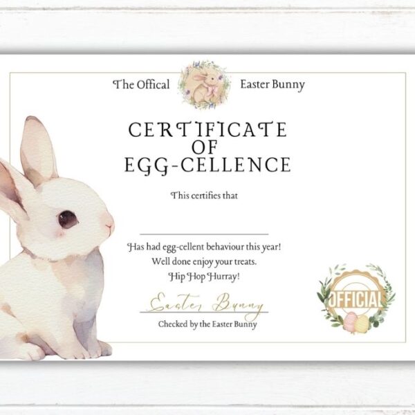 Free Printable Easter Bunny Certificate: Celebrate Egg-Cellent Behaviour!