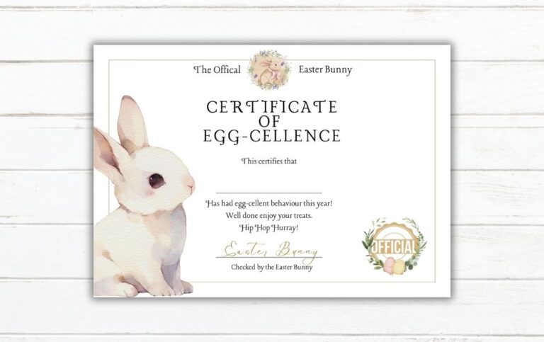 Free Printable Easter Bunny Certificate: Celebrate Egg-Cellent Behaviour!