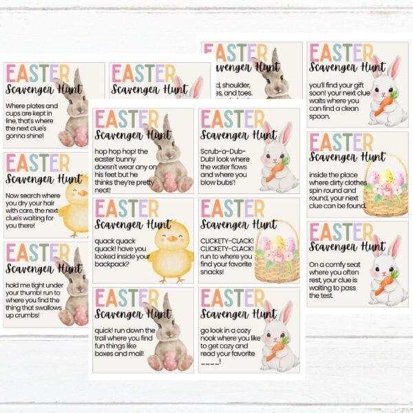 Free Printable Indoor Easter Scavenger Hunt Cards for Family Fun!